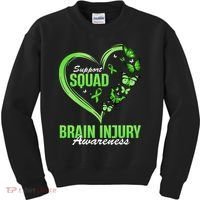 Support Squad Brain Injury Awareness Butterfly Heart Kids Sweatshirt thumb 0