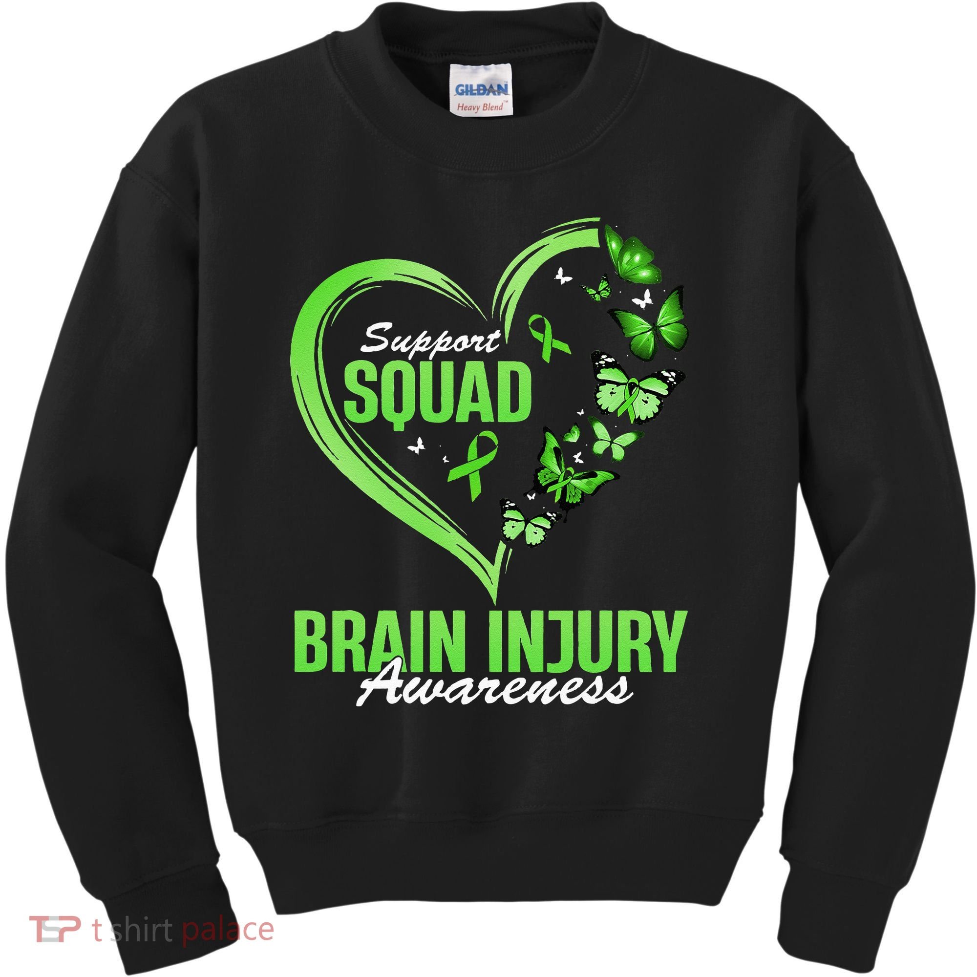 Support Squad Brain Injury Awareness Butterfly Heart Kids Sweatshirt
