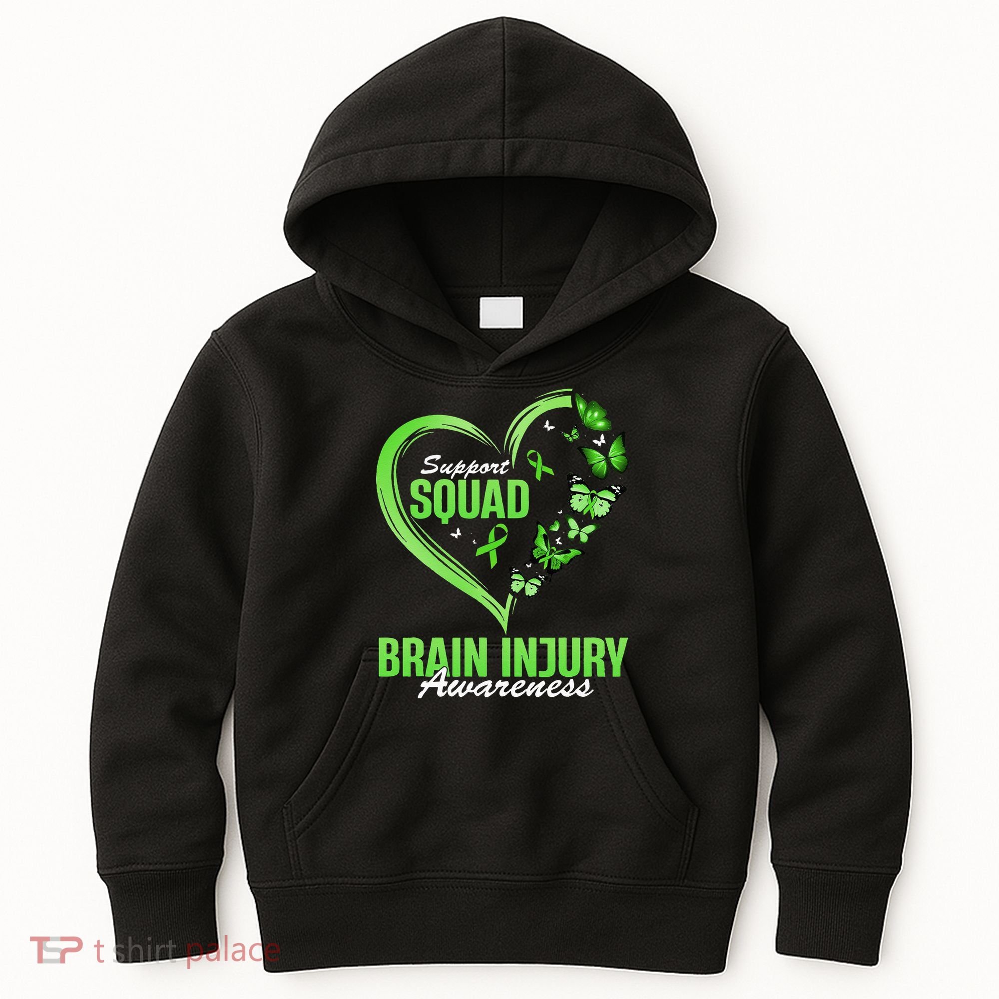 Support Squad Brain Injury Awareness Butterfly Heart Kids Hoodie
