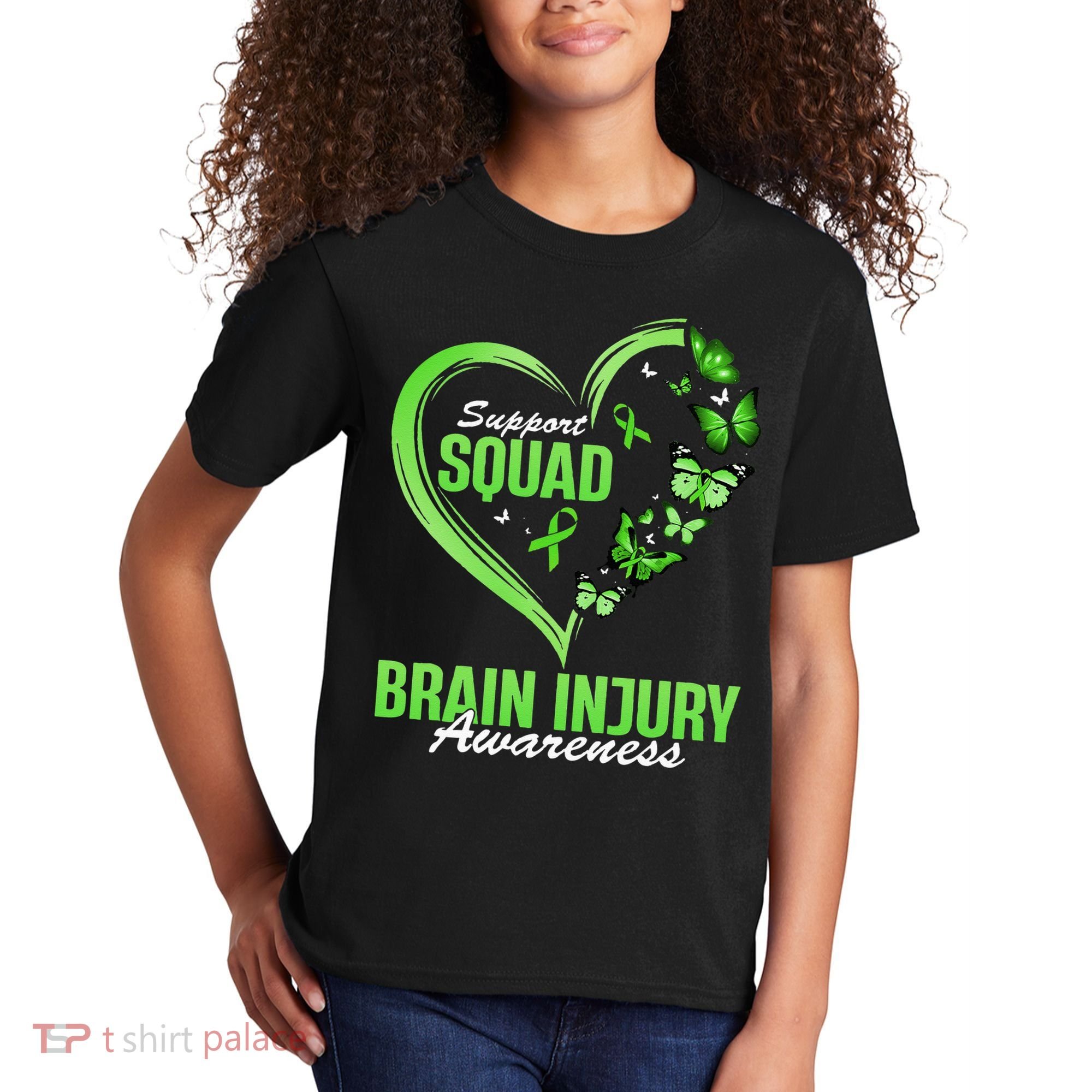 Support Squad Brain Injury Awareness Butterfly Heart Kids T-Shirt