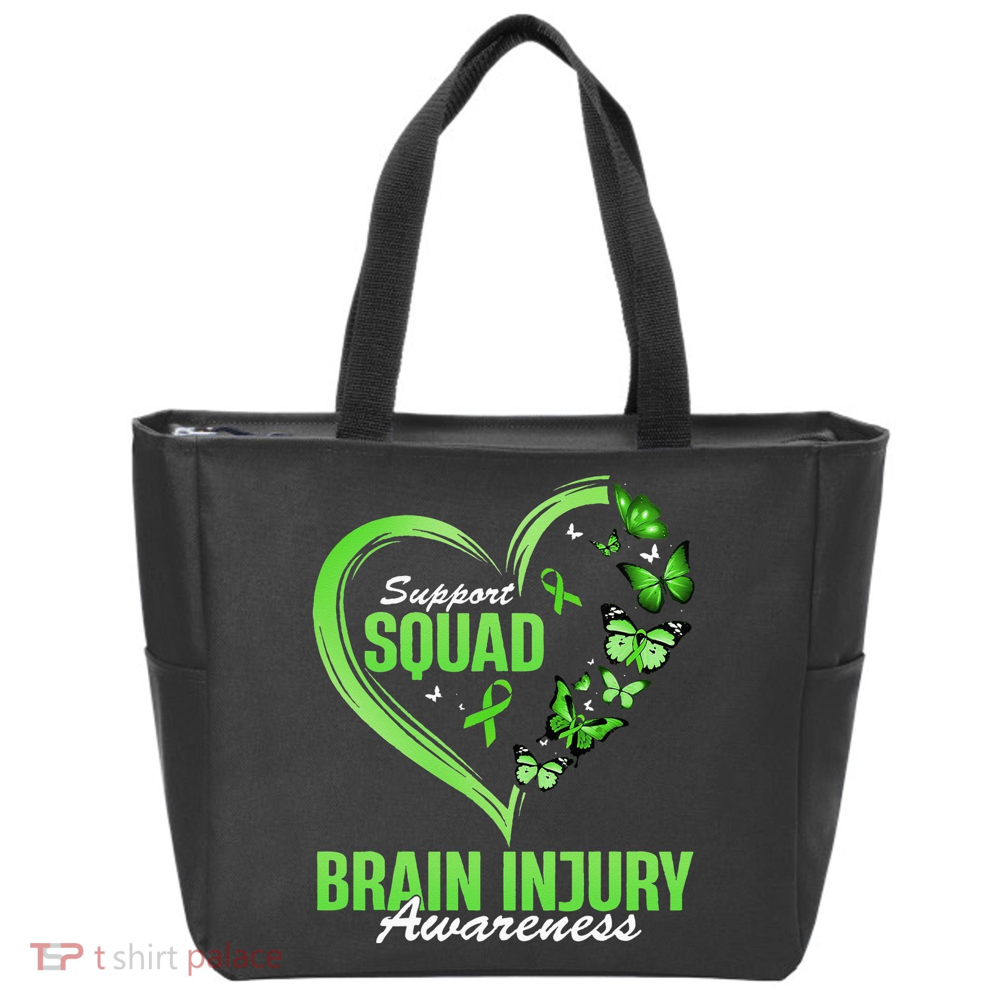 Support Squad Brain Injury Awareness Butterfly Heart Tote Bag