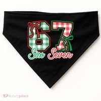 Six Seven Bow Funny 67 Christmas 6-7 USA-Made Doggie Bandana thumb 0