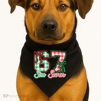 Six Seven Bow Funny 67 Christmas 6-7 USA-Made Doggie Bandana thumb 1