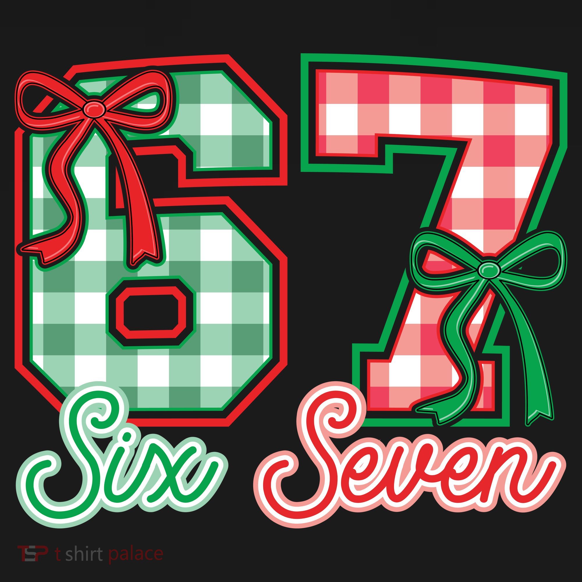 Six Seven Bow Funny 67 Christmas 6-7 USA-Made Doggie Bandana