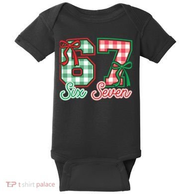 Six Seven Bow Funny 67 Christmas 6-7 Baby Bodysuit