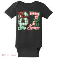 Six Seven Bow Funny 67 Christmas 6-7 Baby Bodysuit thumb 0