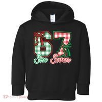 Six Seven Bow Funny 67 Christmas 6-7 Toddler Hoodie thumb 0