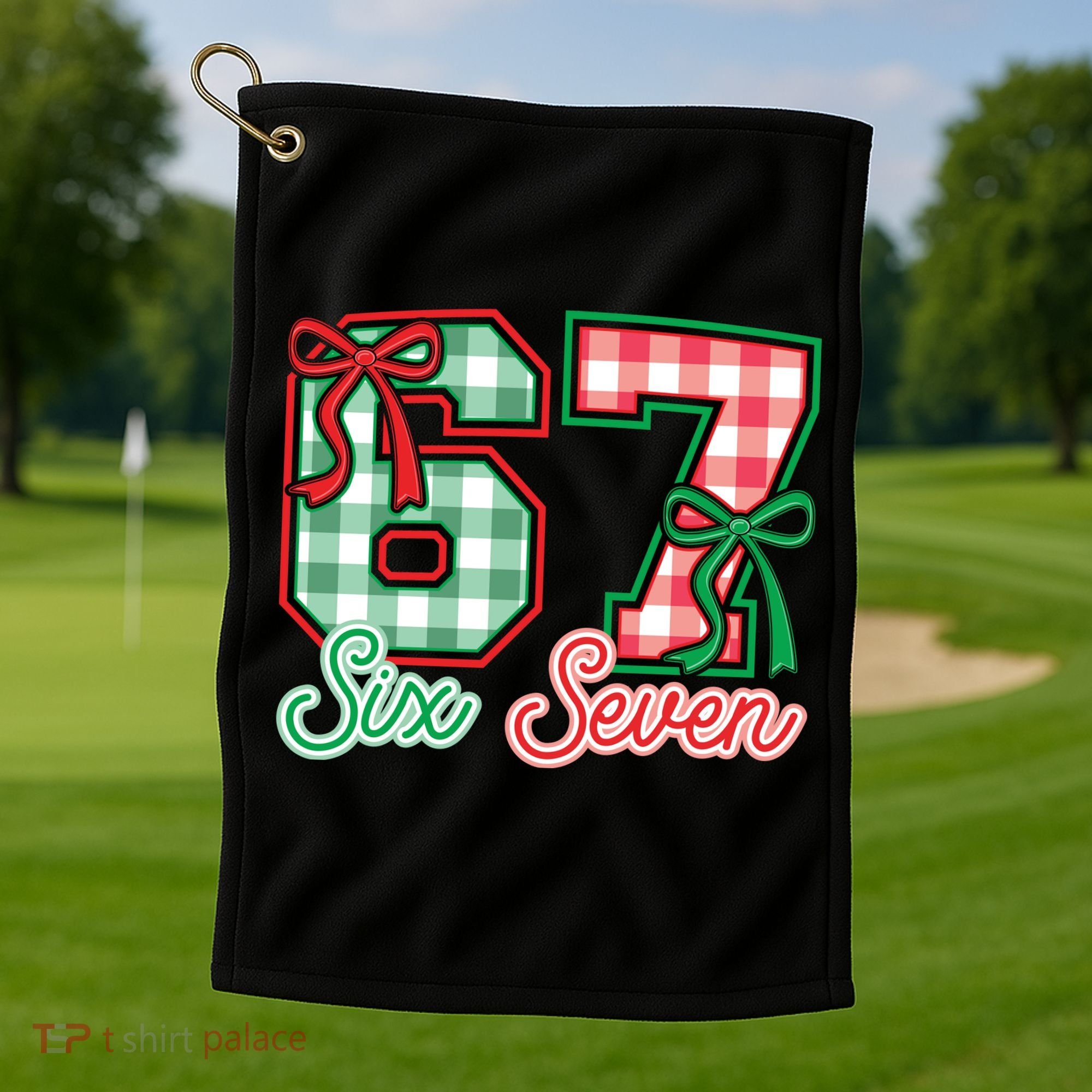 Six Seven Bow Funny 67 Christmas 6-7 Golf Towel