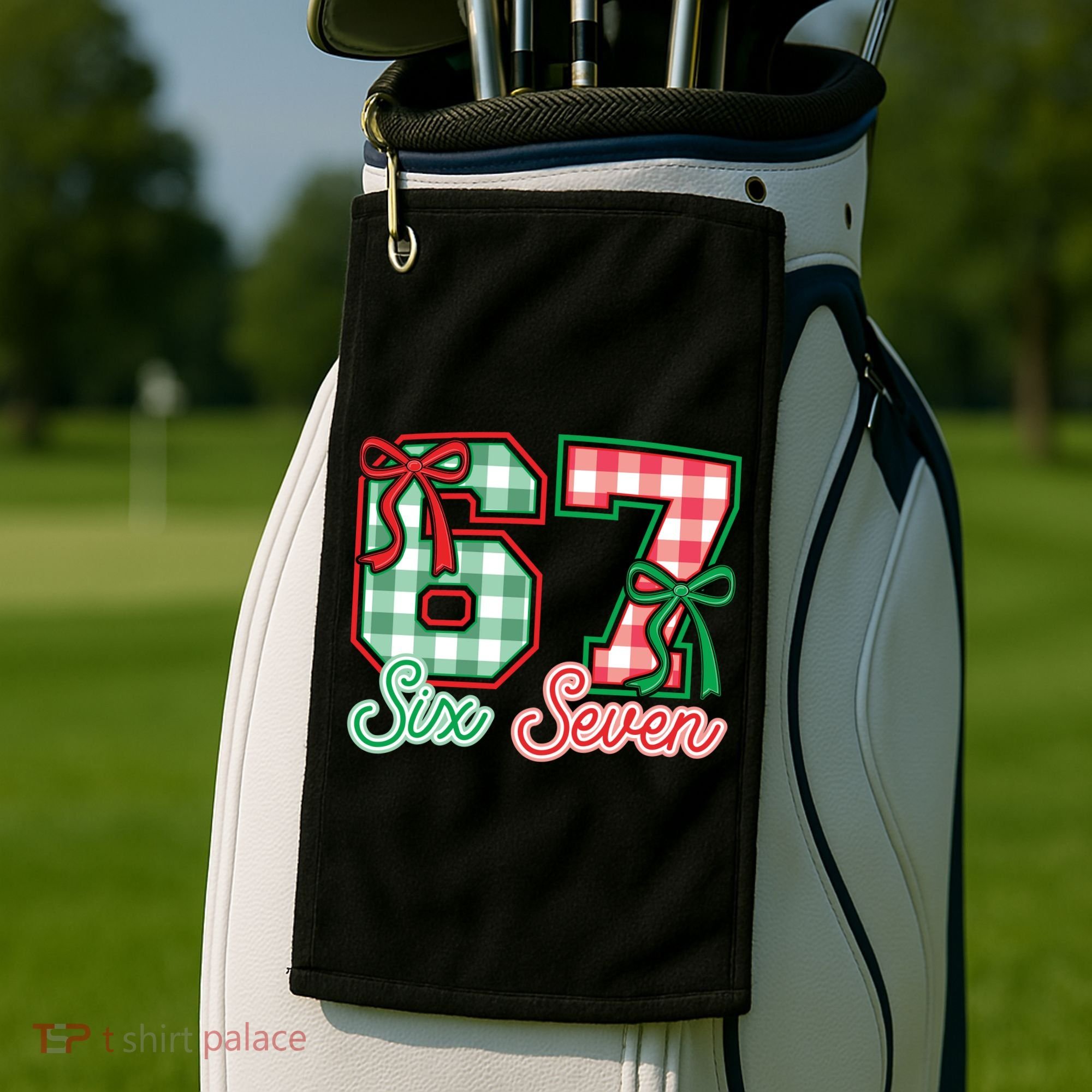Six Seven Bow Funny 67 Christmas 6-7 Golf Towel