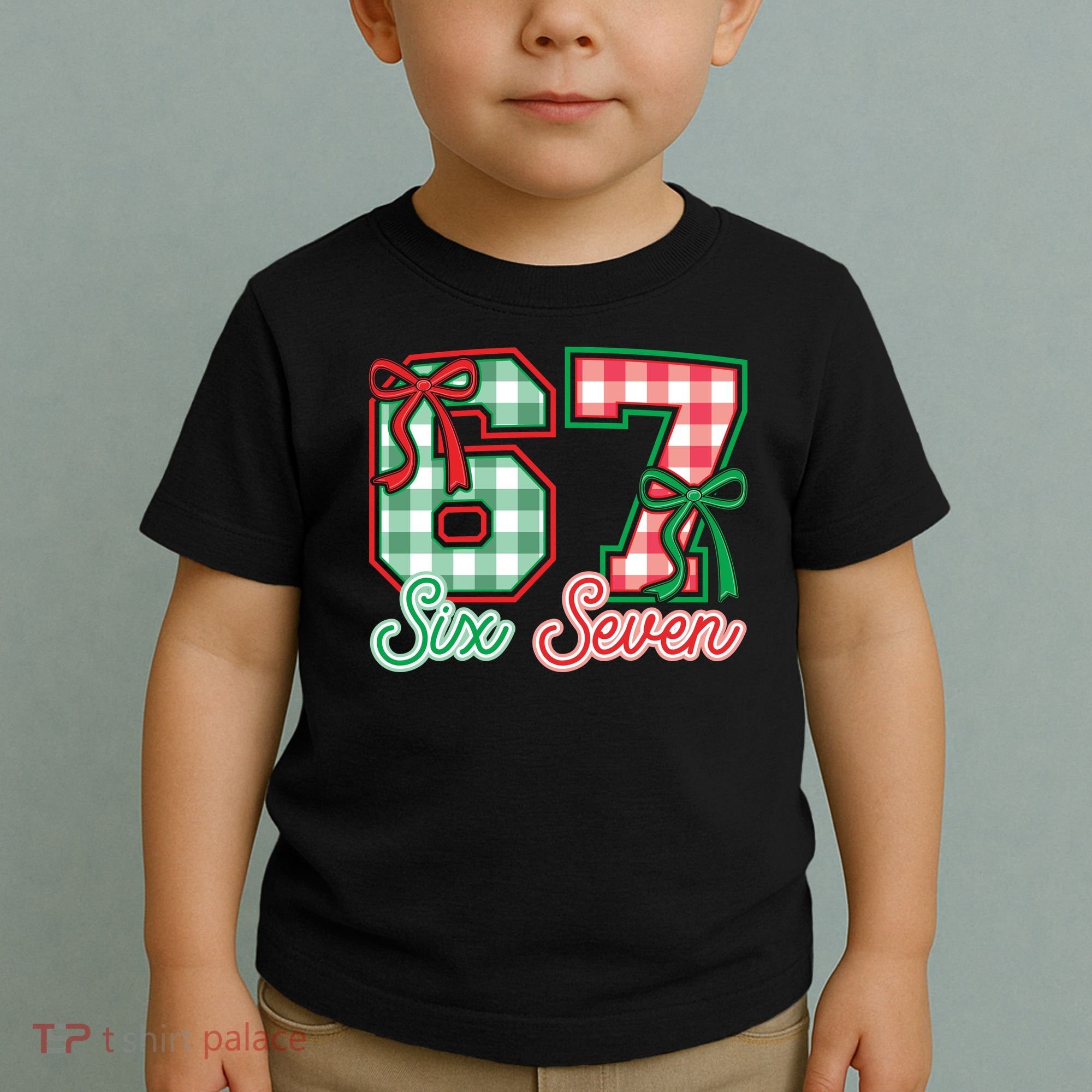 Six Seven Bow Funny 67 Christmas 6-7 Toddler T-Shirt