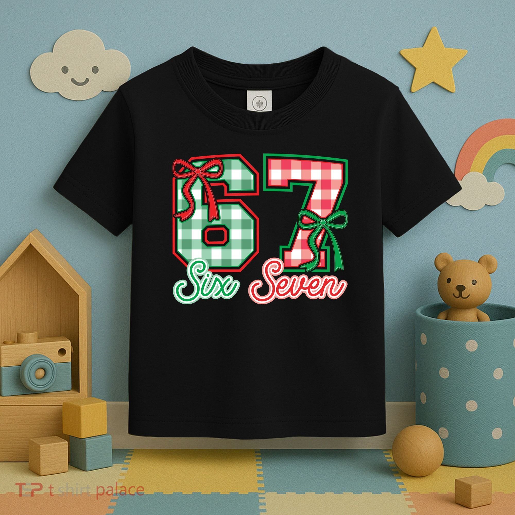 Six Seven Bow Funny 67 Christmas 6-7 Toddler T-Shirt