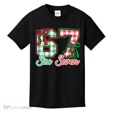 Six Seven Bow Funny 67 Christmas 6-7 Kids T-Shirt