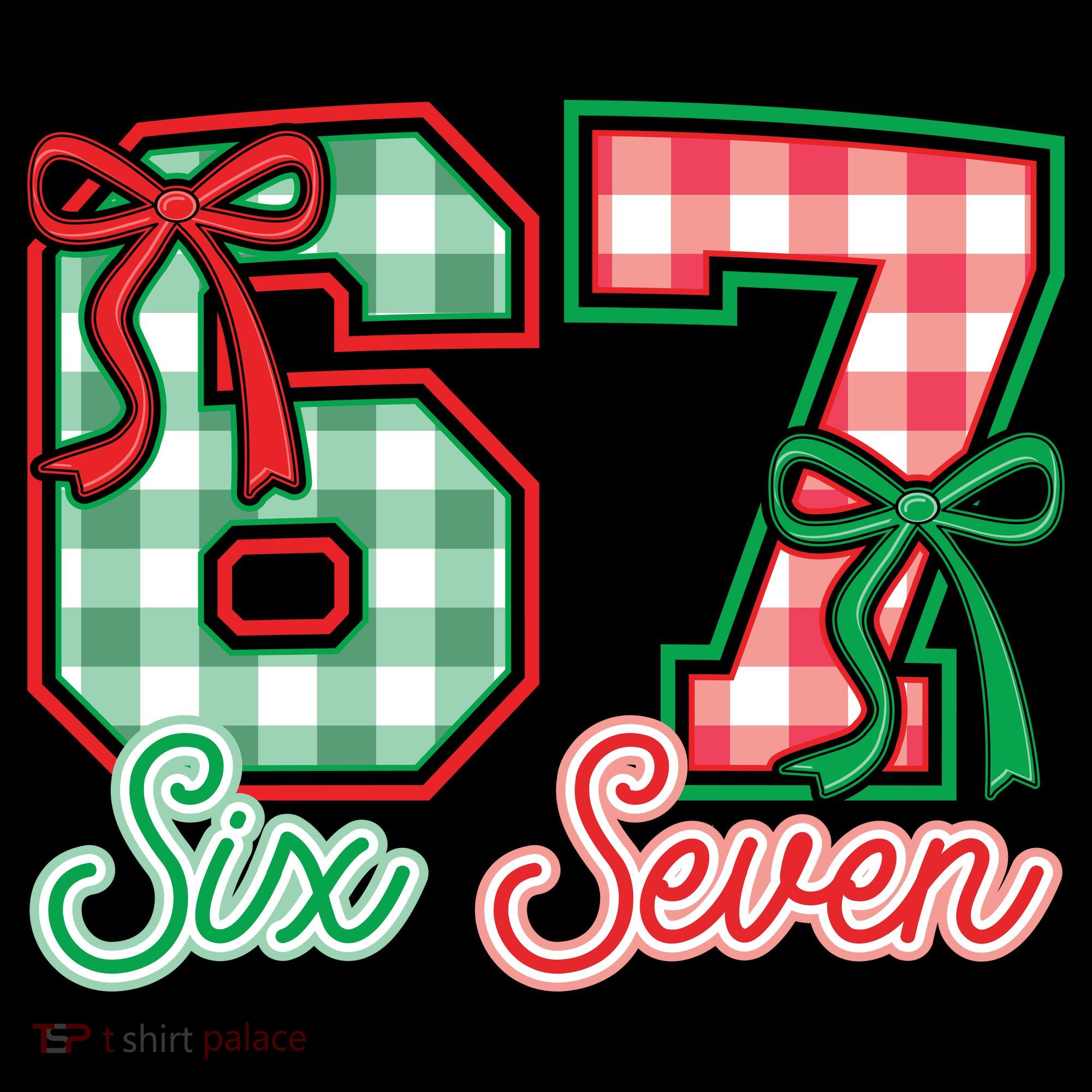 Six Seven Bow Funny 67 Christmas 6-7 Kids T-Shirt