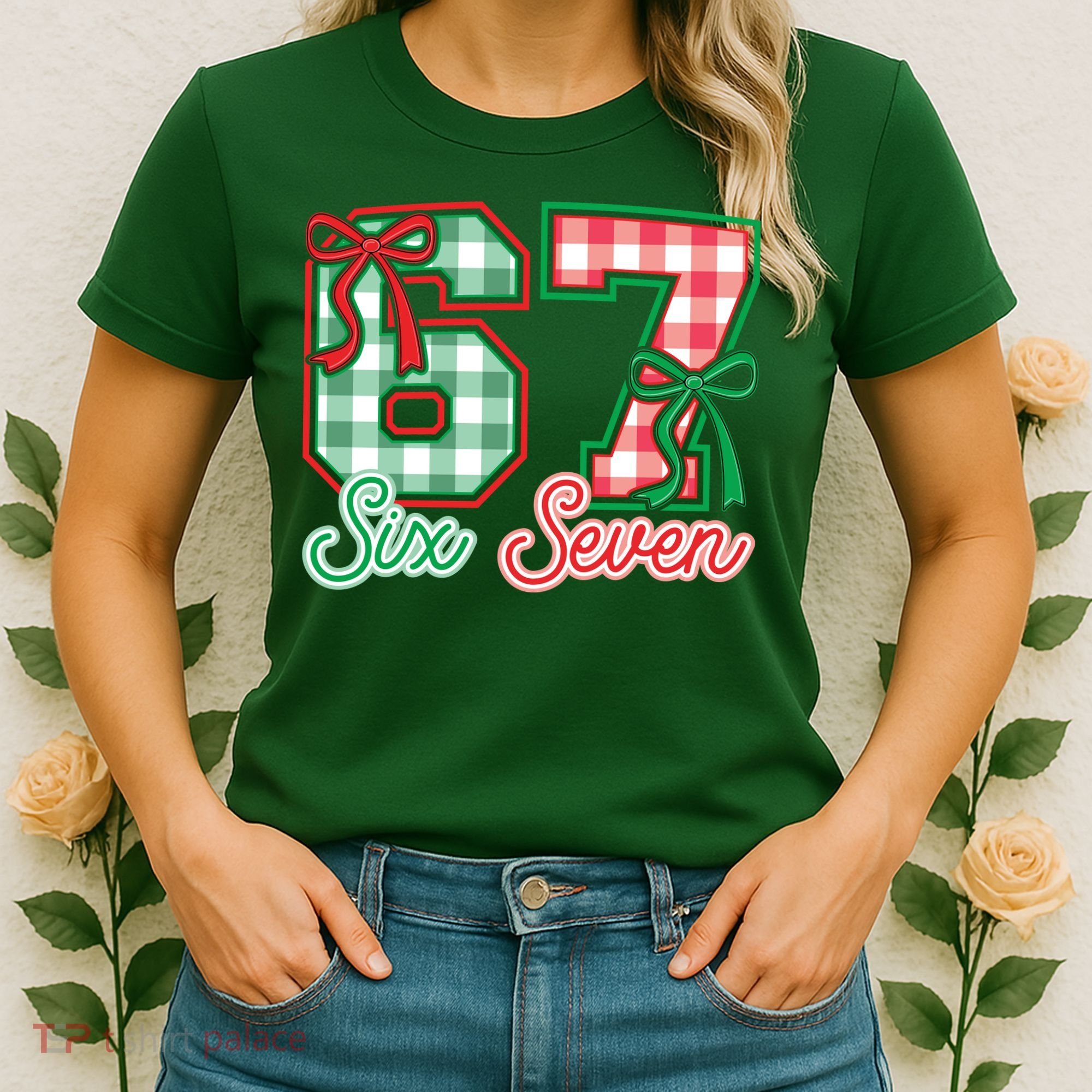 Six Seven Bow Funny 67 Christmas 6-7 Women's T-Shirt