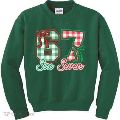 Six Seven Bow Funny 67 Christmas 6-7 Kids Sweatshirt