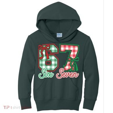 Six Seven Bow Funny 67 Christmas 6-7 Kids Hoodie