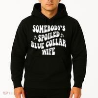 Somebodys Spoiled Blue Collar Wife Mother's Day Groovy Hoodie thumb 2