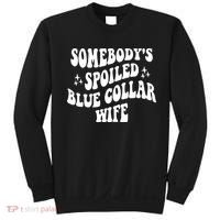 Somebodys Spoiled Blue Collar Wife Mother's Day Groovy Sweatshirt thumb 0