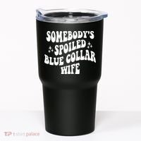 Somebodys Spoiled Blue Collar Wife Mother's Day Groovy Tumbler thumb 0