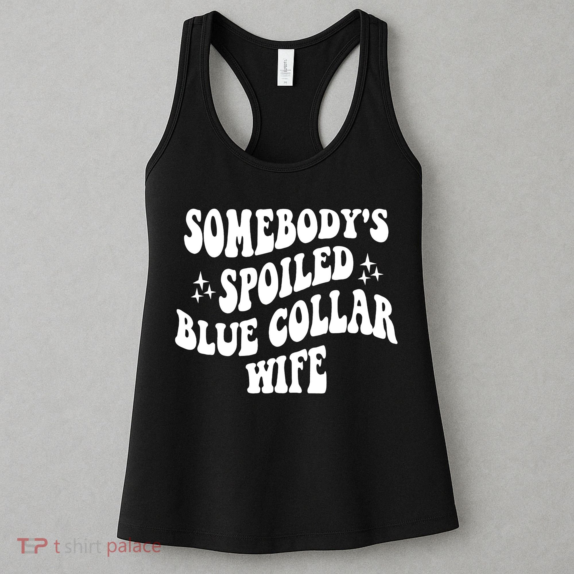 Somebodys Spoiled Blue Collar Wife Mother's Day Groovy Women's Tank Top