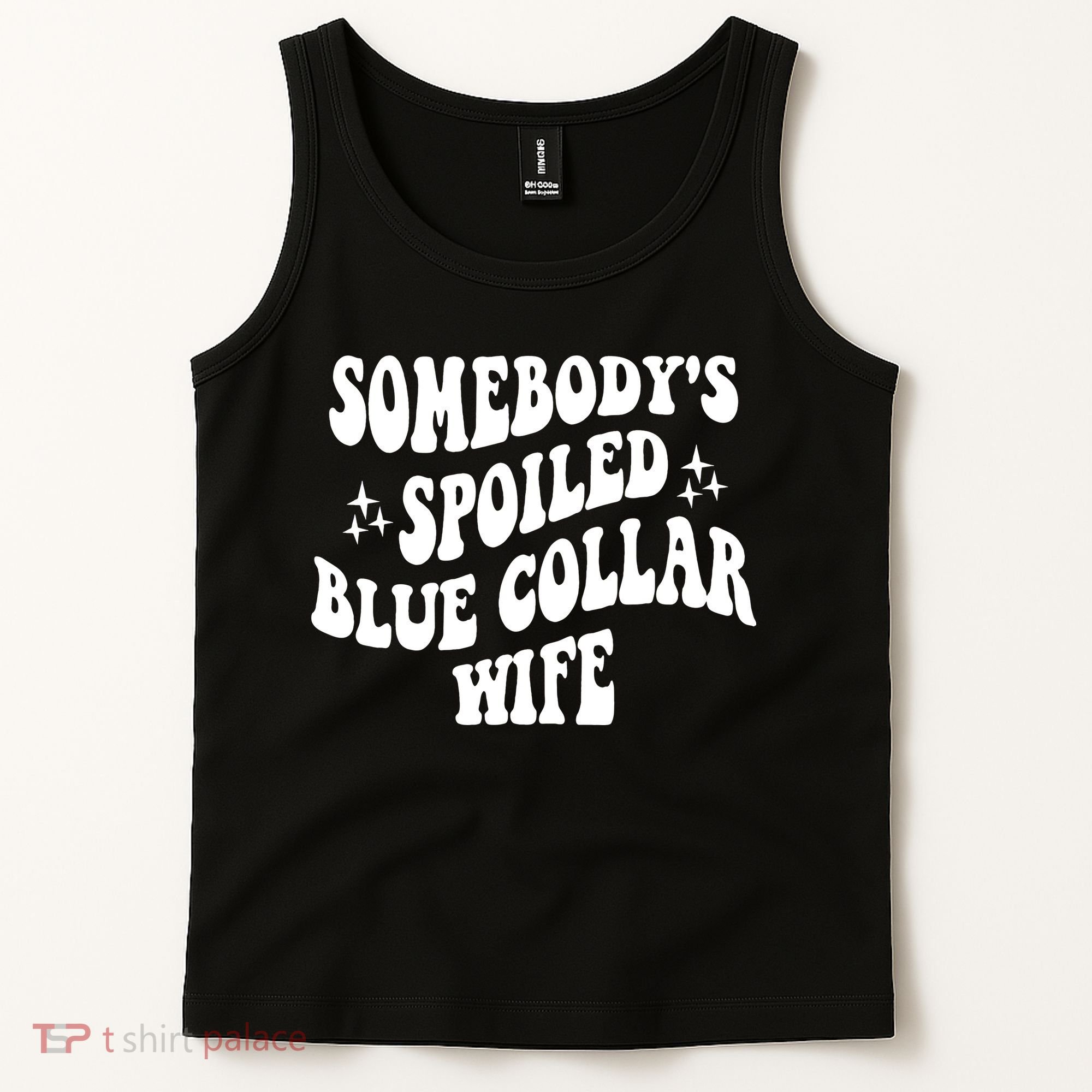 Somebodys Spoiled Blue Collar Wife Mother's Day Groovy Tank Top
