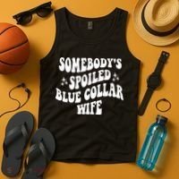 Somebodys Spoiled Blue Collar Wife Mother's Day Groovy Tank Top thumb 4