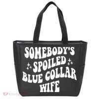 Somebodys Spoiled Blue Collar Wife Mother's Day Groovy Tote Bag thumb 0