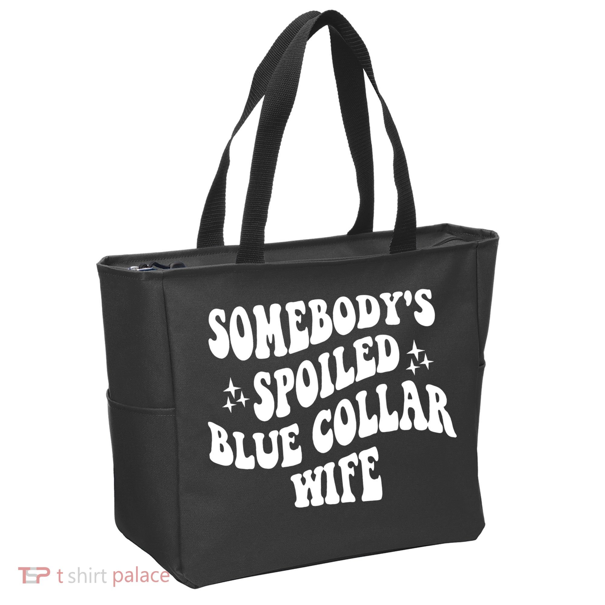 Somebodys Spoiled Blue Collar Wife Mother's Day Groovy Tote Bag