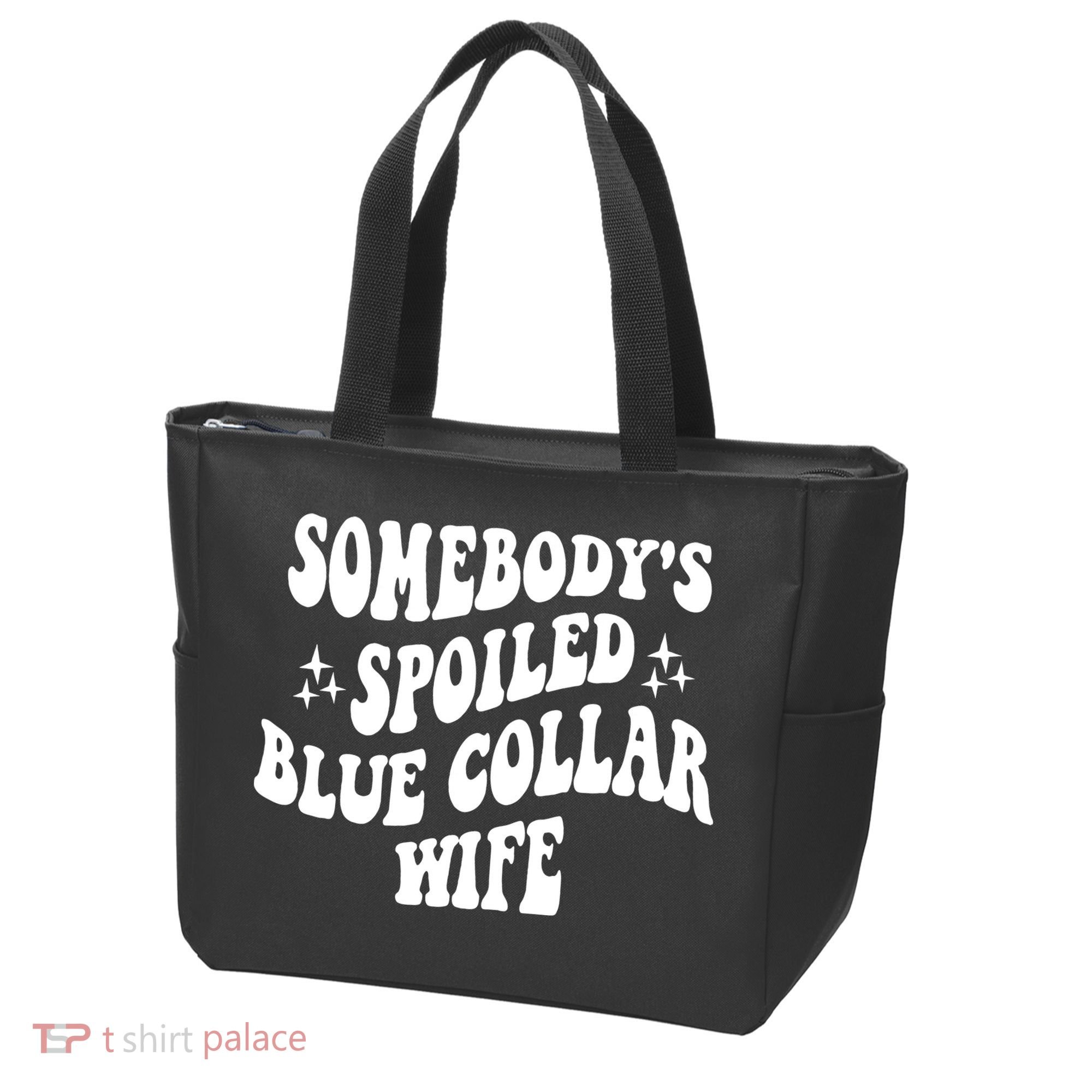 Somebodys Spoiled Blue Collar Wife Mother's Day Groovy Tote Bag