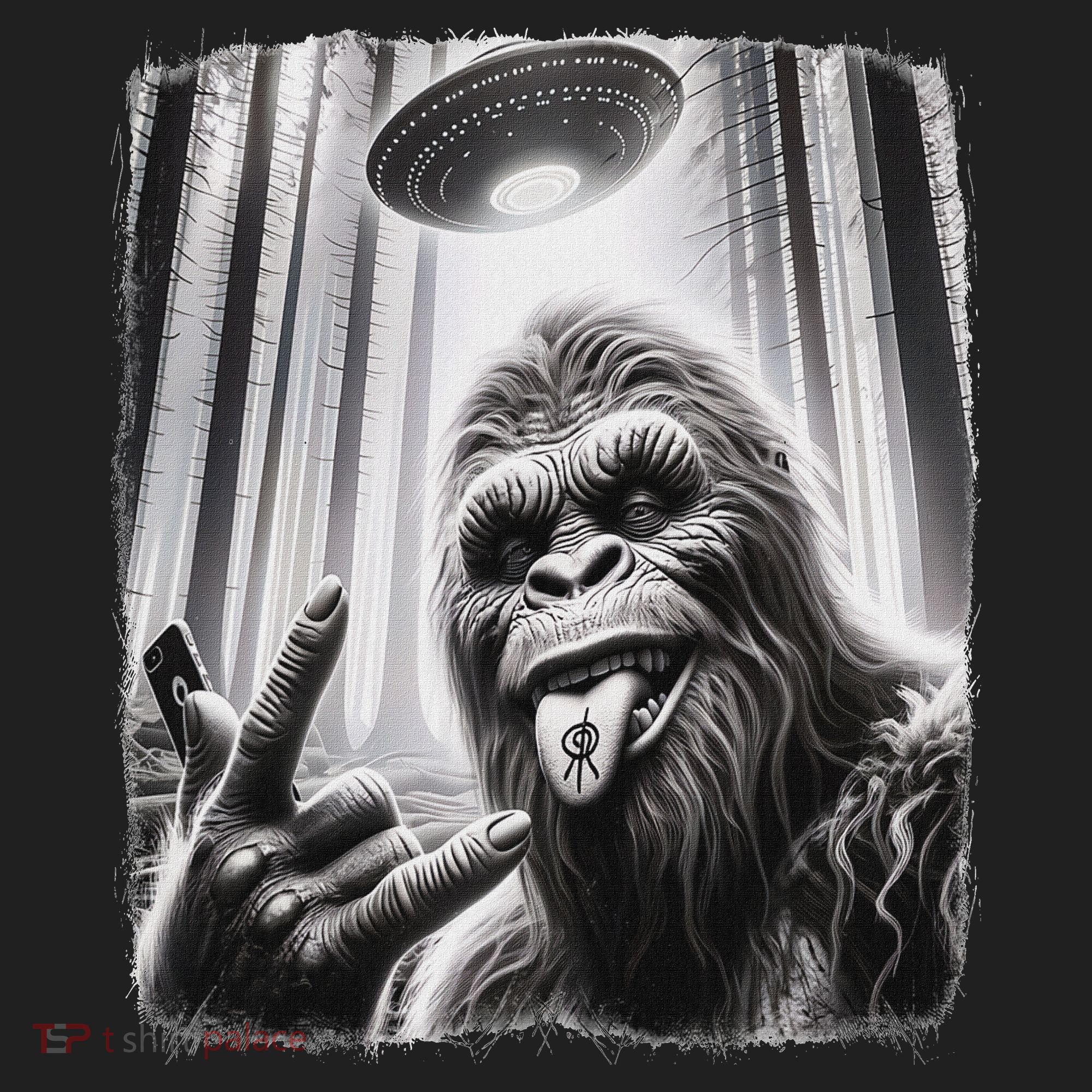 Sasquatch Selfie Big Foot Rock On Ufo Alien Women's Sweatshirt