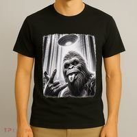 Sasquatch Selfie Big Foot Rock On Ufo Alien T-Shirt thumb 3