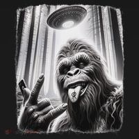 Sasquatch Selfie Big Foot Rock On Ufo Alien Women's Hoodie thumb 2