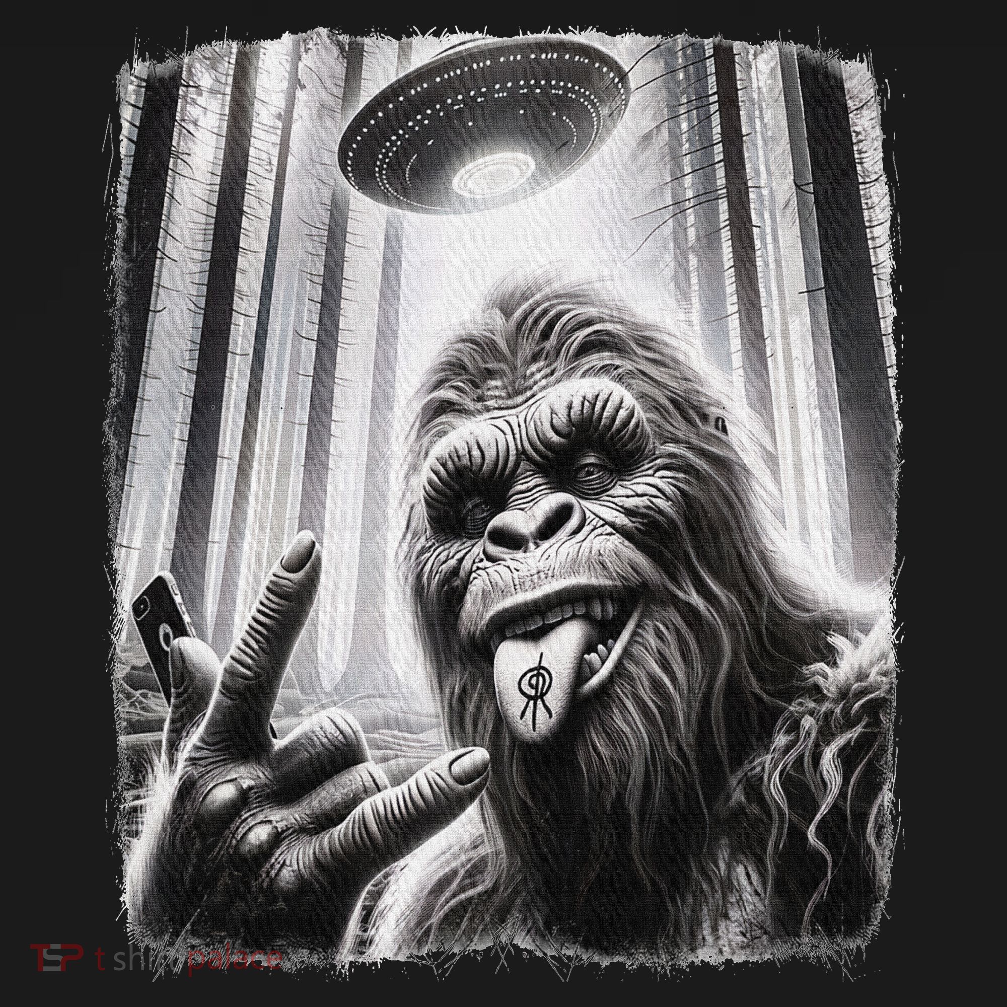 Sasquatch Selfie Big Foot Rock On Ufo Alien Women's Hoodie