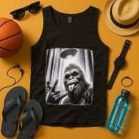 Sasquatch Selfie Big Foot Rock On Ufo Alien Tank Top thumb 4