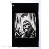Sasquatch Selfie Big Foot Rock On Ufo Alien Golf Towel thumb 0