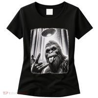 Sasquatch Selfie Big Foot Rock On Ufo Alien Women's T-Shirt thumb 0