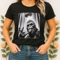 Sasquatch Selfie Big Foot Rock On Ufo Alien Women's T-Shirt thumb 2