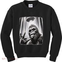 Sasquatch Selfie Big Foot Rock On Ufo Alien Kids Sweatshirt thumb 0