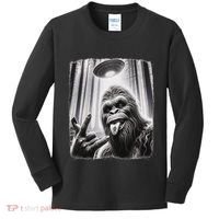 Sasquatch Selfie Big Foot Rock On Ufo Alien Kids Long Sleeve Shirt thumb 0