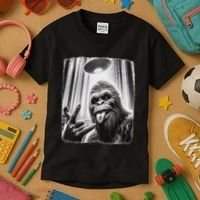 Sasquatch Selfie Big Foot Rock On Ufo Alien Kids T-Shirt thumb 3