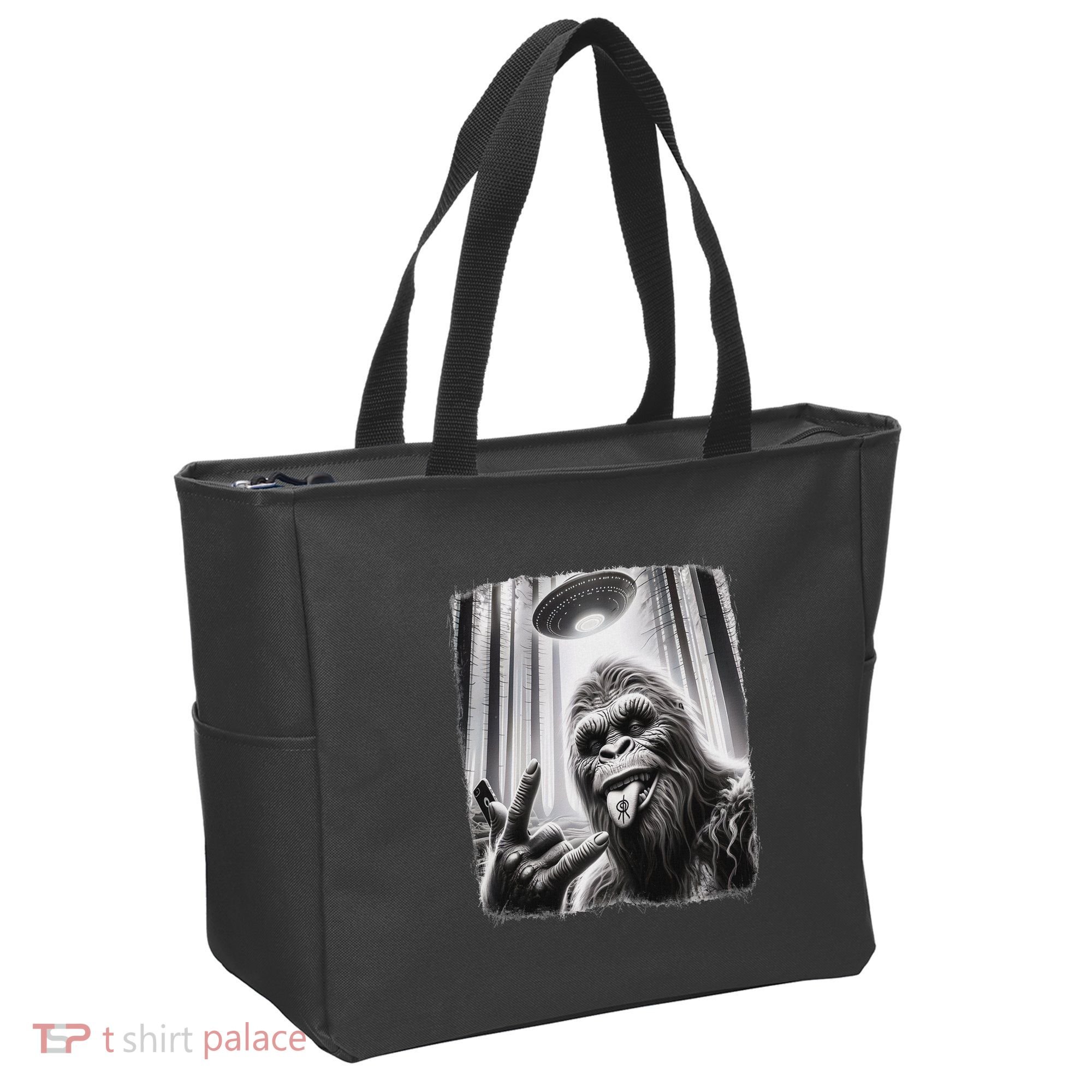 Sasquatch Selfie Big Foot Rock On Ufo Alien Tote Bag