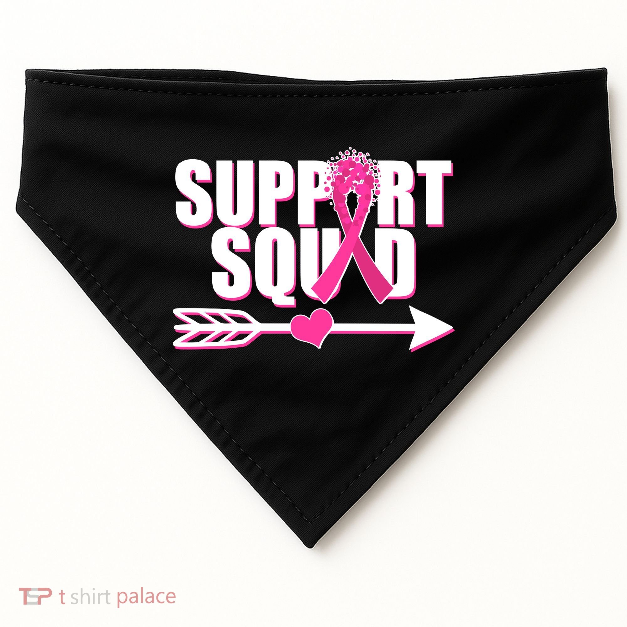 Support Squad Breast Cancer Awareness Pink Ribbon USA-Made Doggie Bandana
