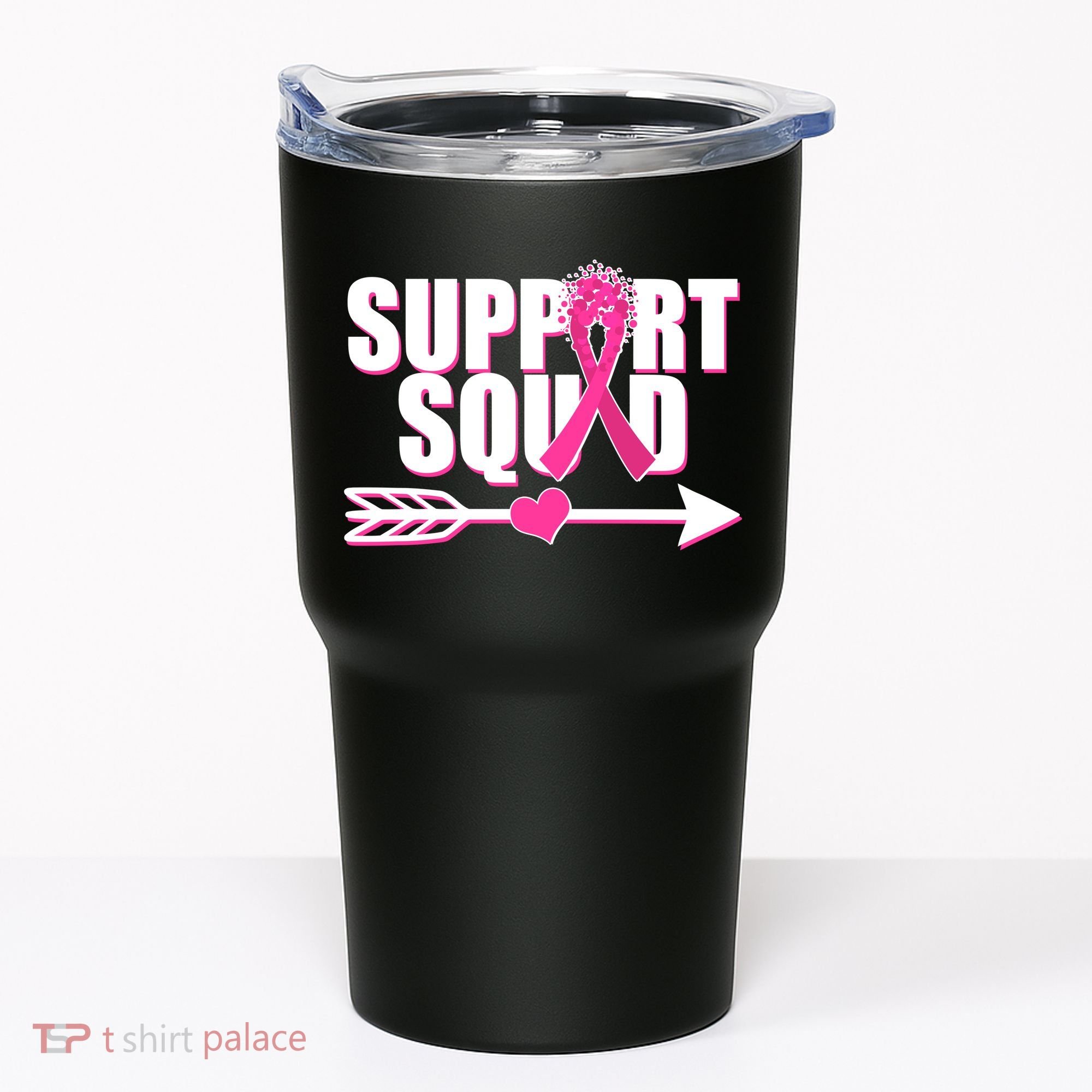 Support Squad Breast Cancer Awareness Pink Ribbon Tumbler