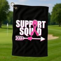Support Squad Breast Cancer Awareness Pink Ribbon Golf Towel thumb 1