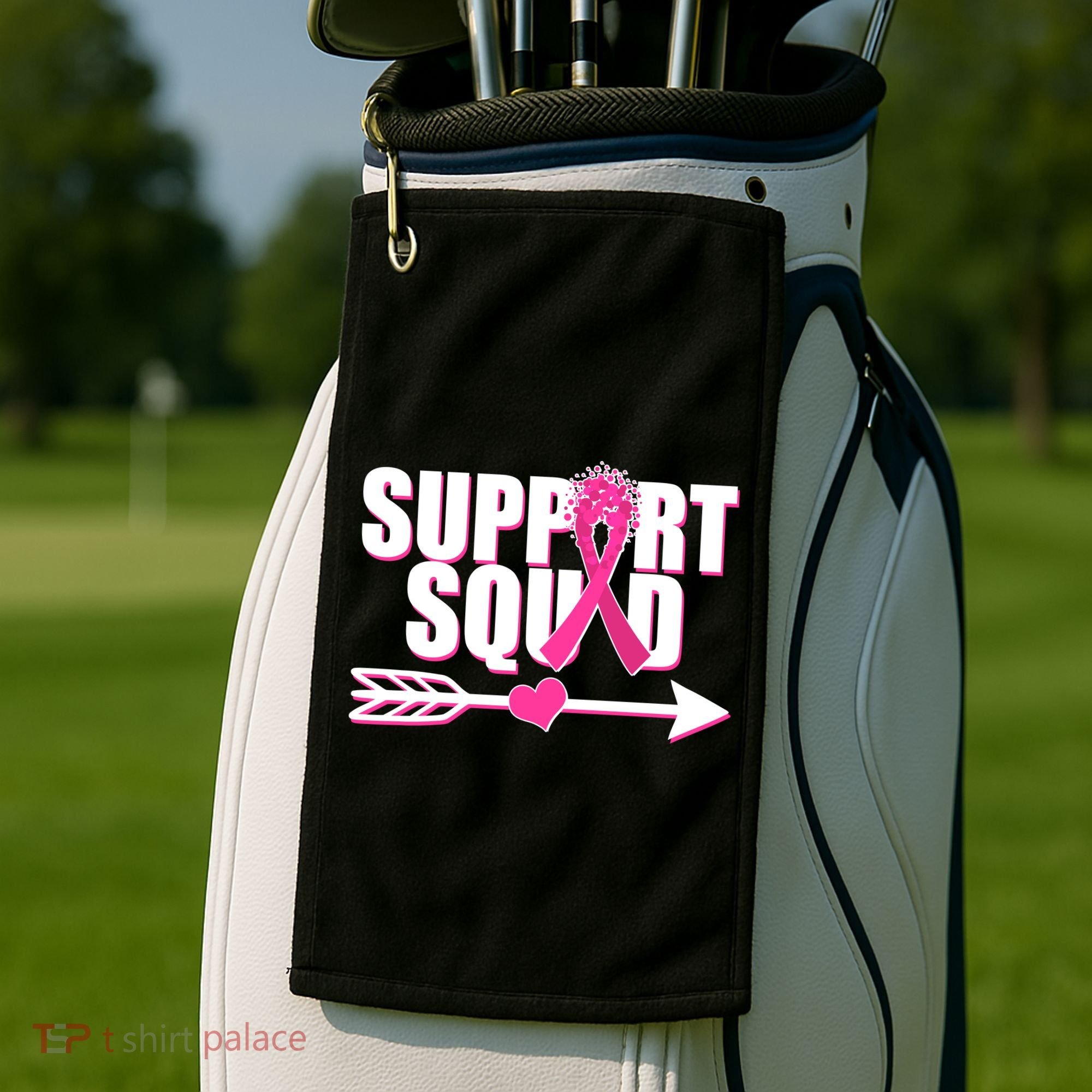 Support Squad Breast Cancer Awareness Pink Ribbon Golf Towel
