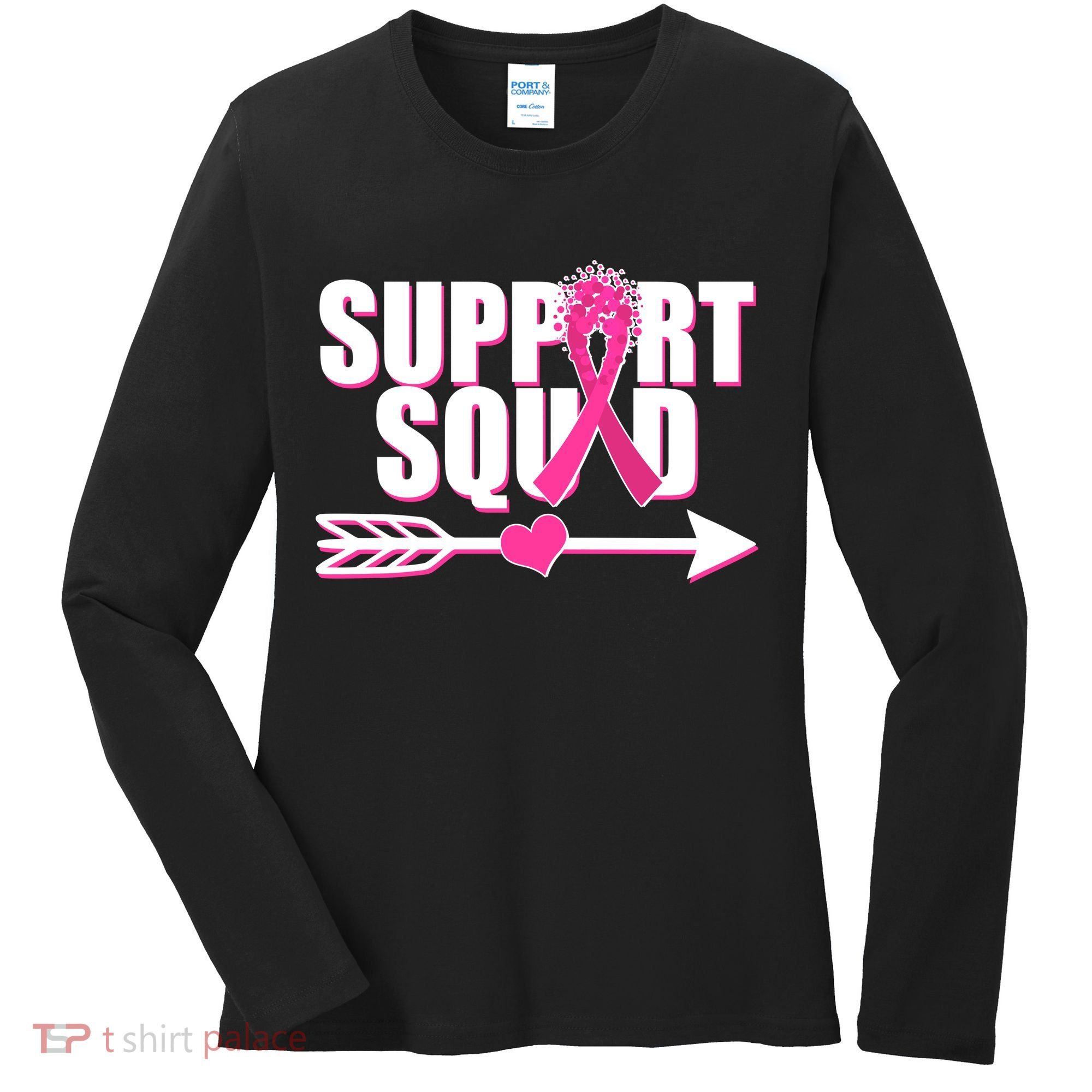 Support Squad Breast Cancer Awareness Pink Ribbon Women's Long Sleeve Shirt