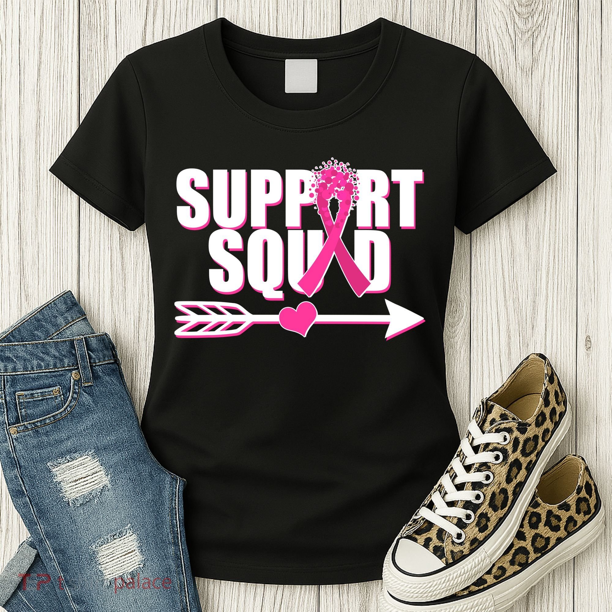 Support Squad Breast Cancer Awareness Pink Ribbon Women's T-Shirt