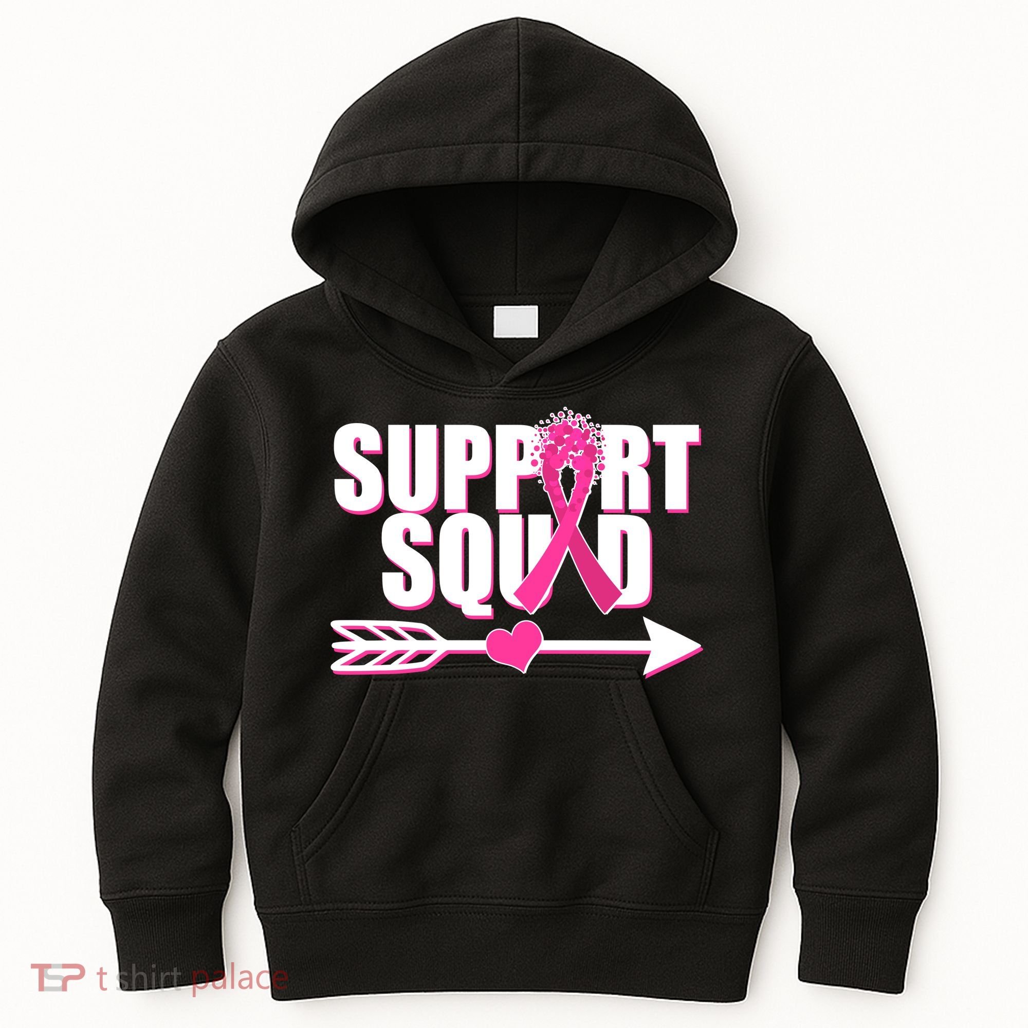 Support Squad Breast Cancer Awareness Pink Ribbon Kids Hoodie
