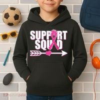 Support Squad Breast Cancer Awareness Pink Ribbon Kids Hoodie thumb 2