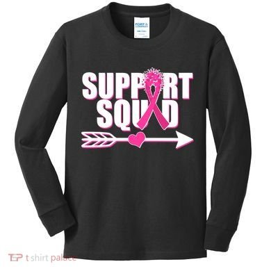 Support Squad Breast Cancer Awareness Pink Ribbon Kids Long Sleeve Shirt